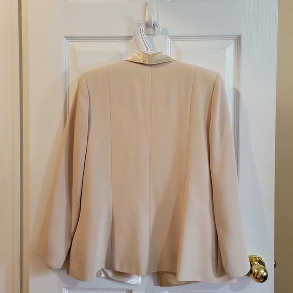 Vintage 80s beige glitter scalloped collar blazer jacket small - Picture 9 of 11